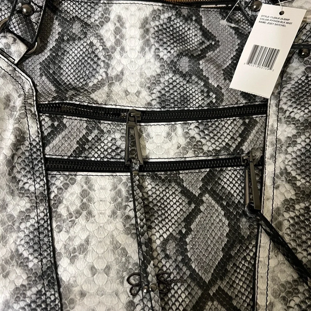Jessica Simpson Black and White Phython Zoey Satchel